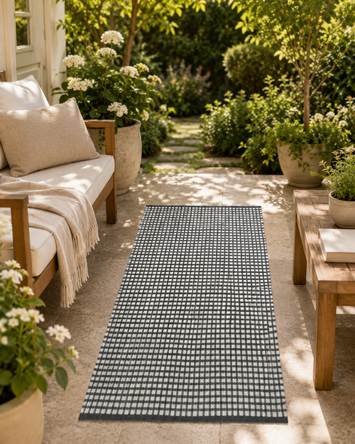 Checkered Chindi Runner Rug