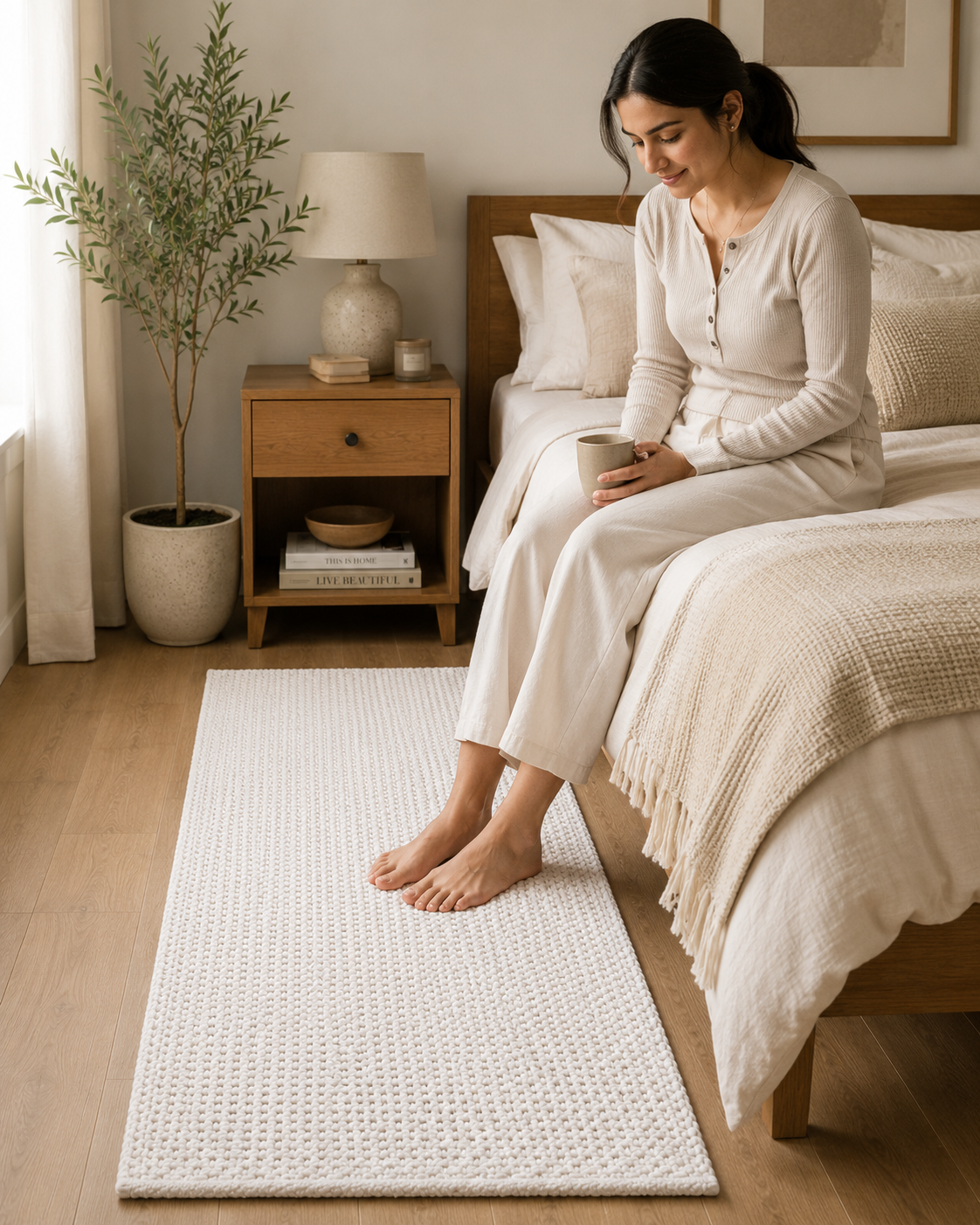Ivory Knotted Luxury Rug