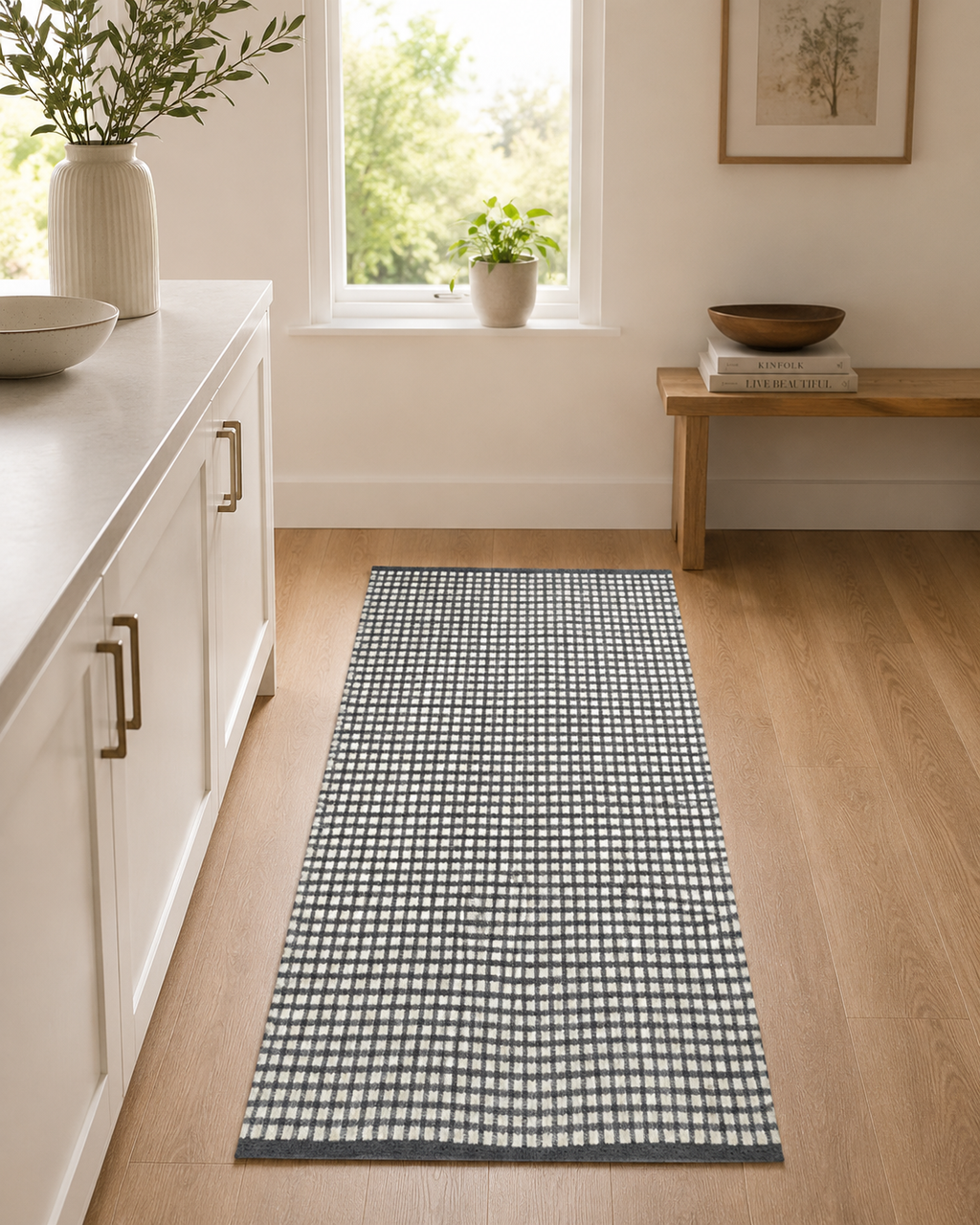 Checkered Chindi Runner Rug